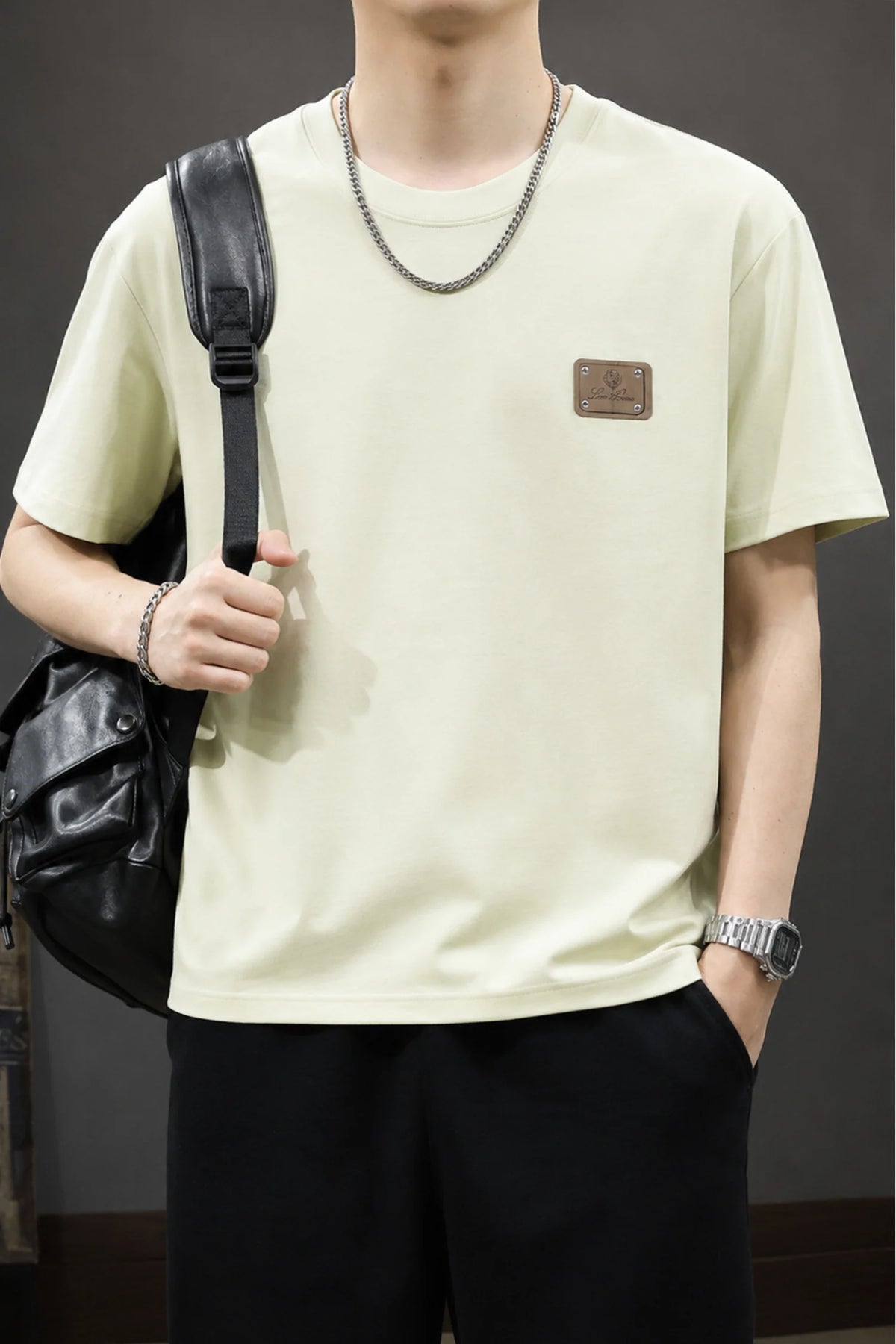 Lro Piana Distinctive Logo Patch Men's T-Shirt